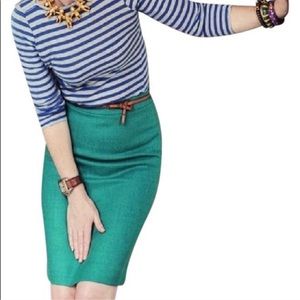 J Crew Jewel Tone Wool Pencil Skirt